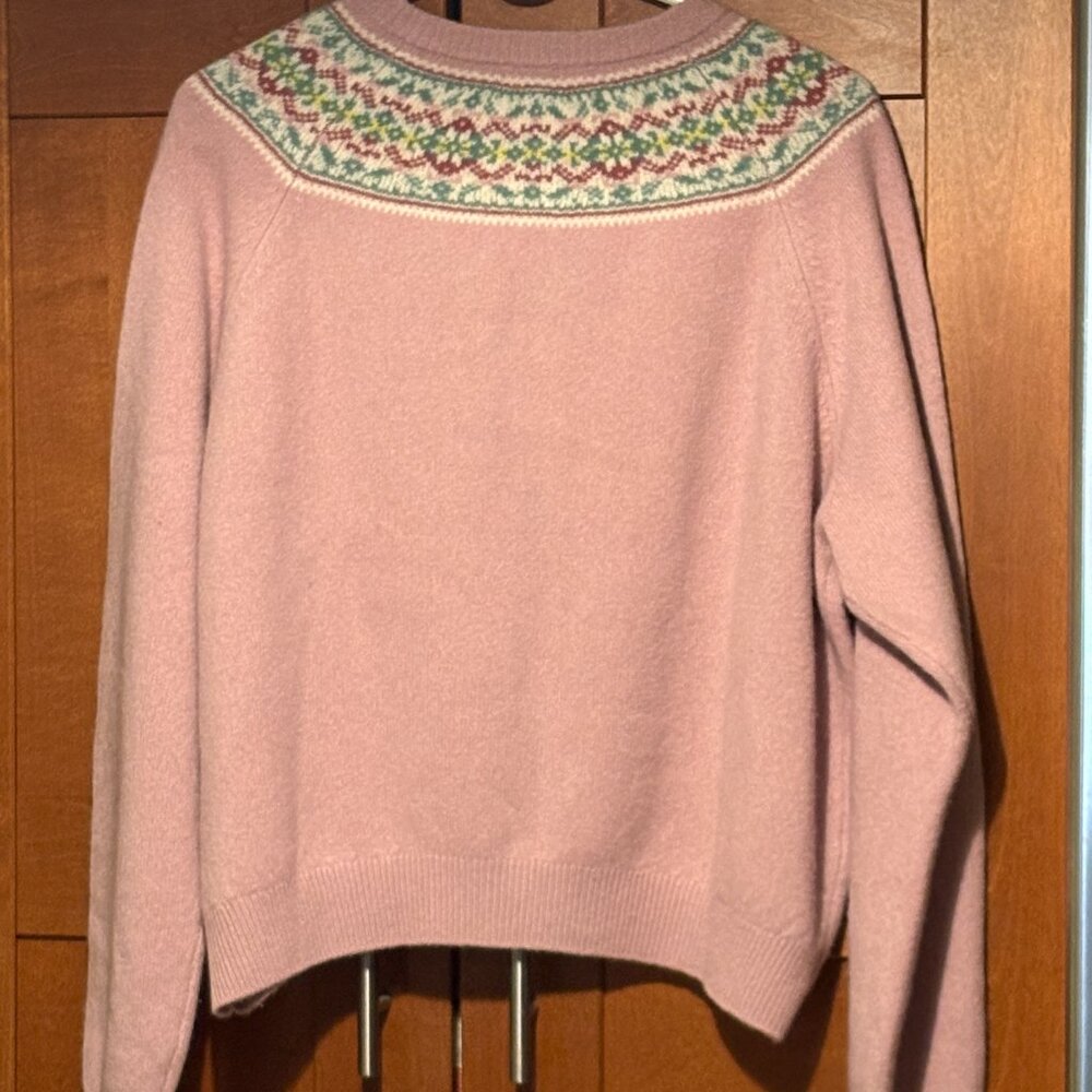 J. Crew Pink Fair Isle Yoke Cardigan - Picture 3 of 11